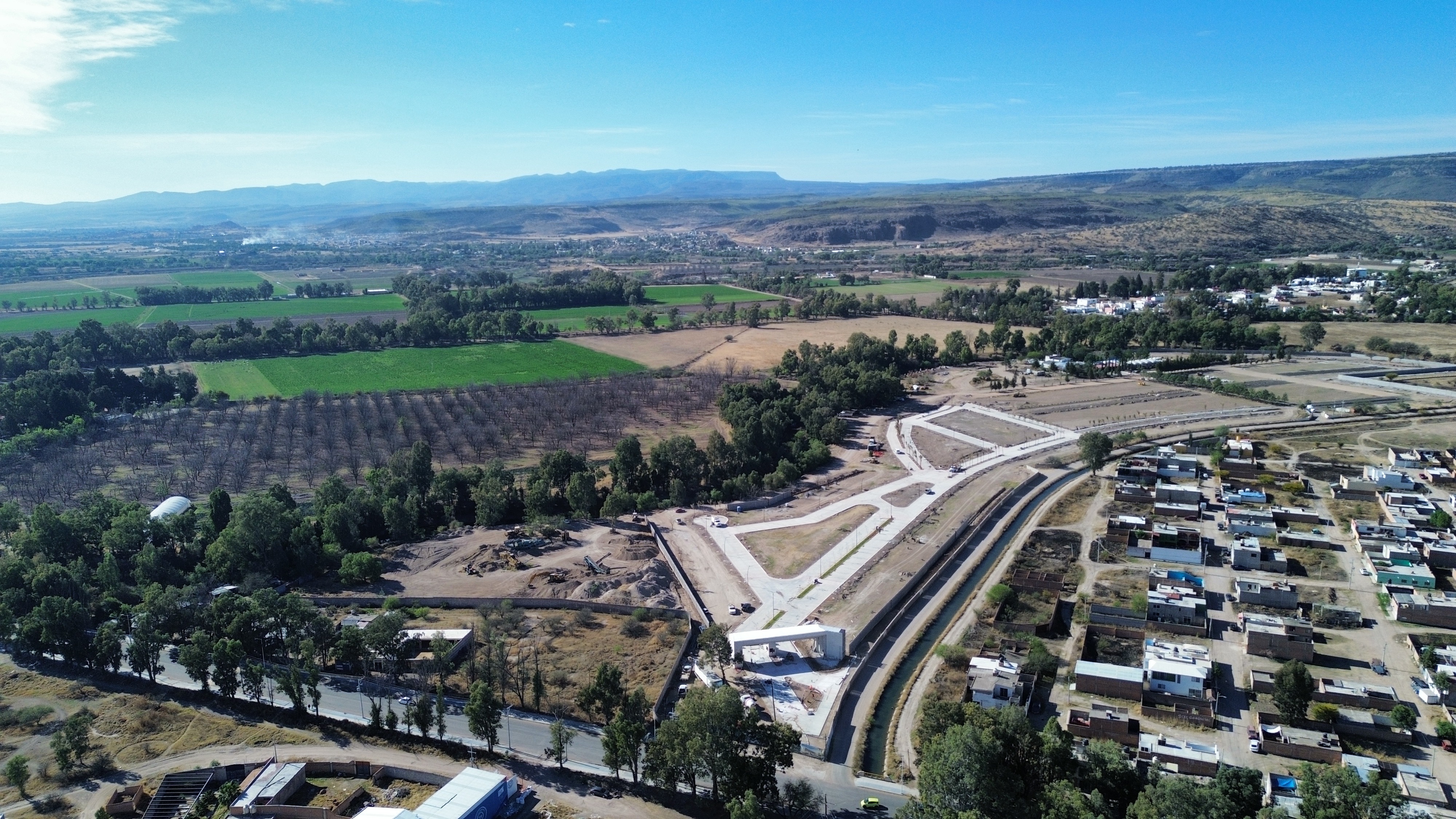 Vista aérea panorámica del desarrollo